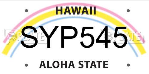 SYP545 Hawaii License Plate