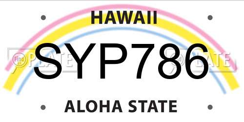 SYP786 Hawaii License Plate