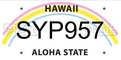 SYP957 Hawaii License Plate