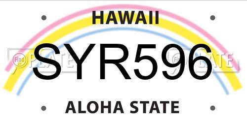 SYR596 Hawaii License Plate