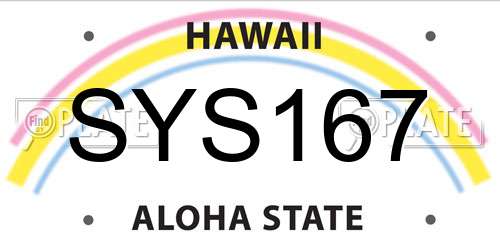 SYS167 Hawaii License Plate