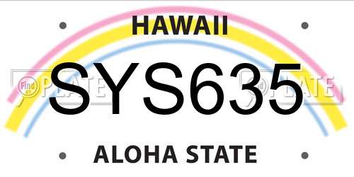SYS635 Hawaii License Plate