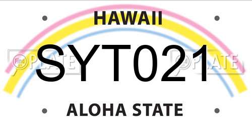 SYT021 Hawaii License Plate