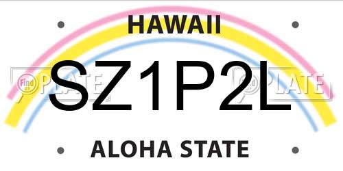 SZ1P2L Hawaii License Plate