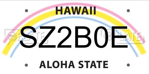 SZ2B0E Hawaii License Plate