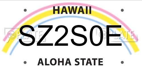 SZ2S0E Hawaii License Plate