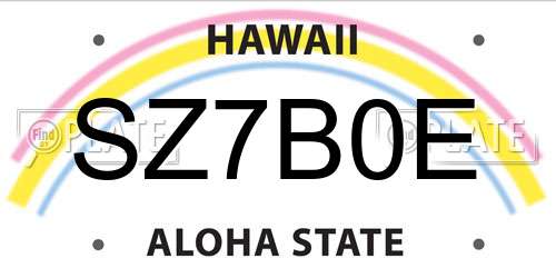 SZ7B0E Hawaii License Plate