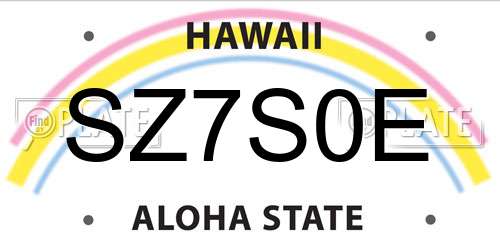 SZ7S0E Hawaii License Plate