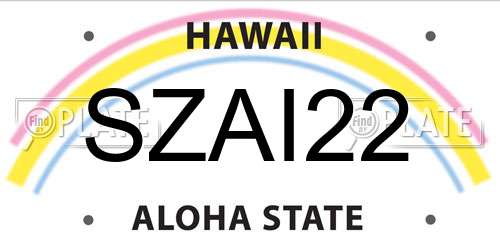 SZAI22 Hawaii License Plate