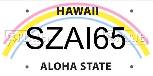 SZAI65 Hawaii License Plate