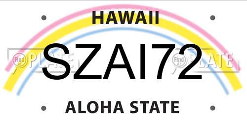 SZAI72 Hawaii License Plate