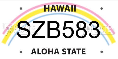 SZB583 Hawaii License Plate