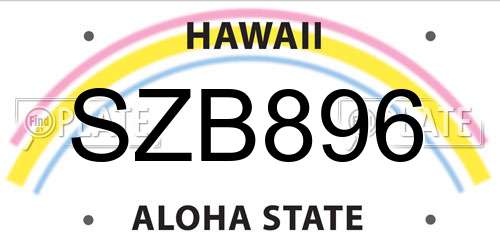SZB896 Hawaii License Plate