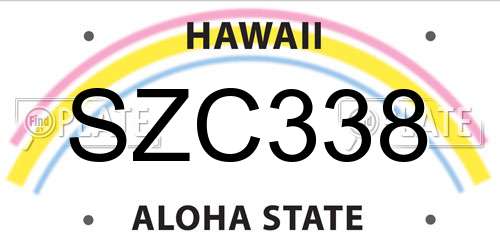SZC338 Hawaii License Plate