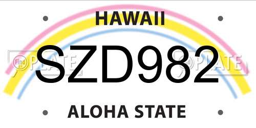 SZD982 Hawaii License Plate