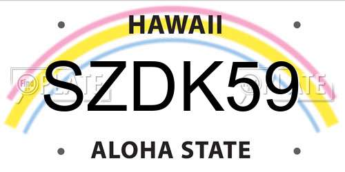 SZDK59 Hawaii License Plate
