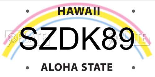 SZDK89 Hawaii License Plate