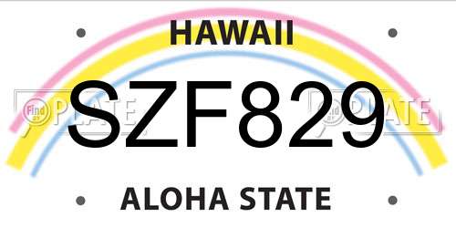 SZF829 Hawaii License Plate