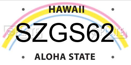 SZGS62 Hawaii License Plate
