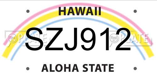 SZJ912 Hawaii License Plate