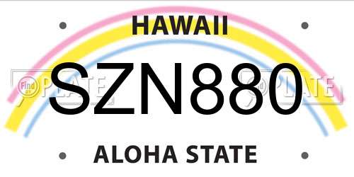 SZN880 Hawaii License Plate
