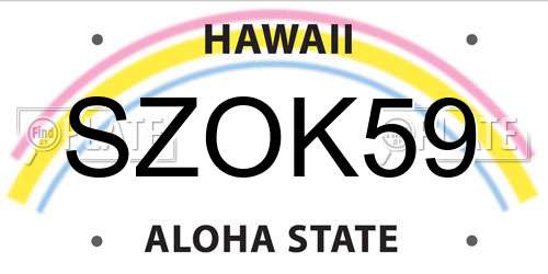 SZOK59 Hawaii License Plate