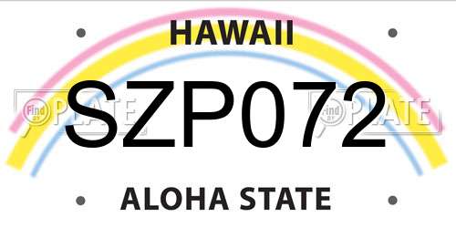 SZP072 Hawaii License Plate