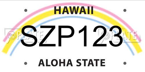 SZP123 Hawaii License Plate