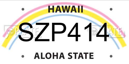 SZP414 Hawaii License Plate