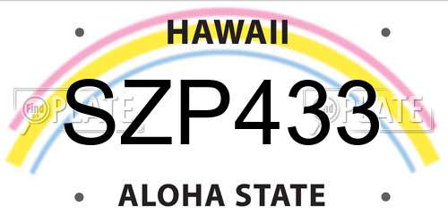 SZP433 Hawaii License Plate