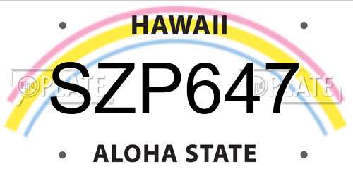 SZP647 Hawaii License Plate