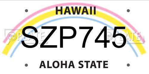 SZP745 Hawaii License Plate