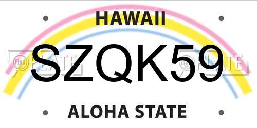 SZQK59 Hawaii License Plate