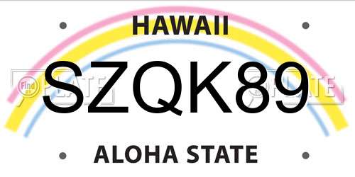 SZQK89 Hawaii License Plate