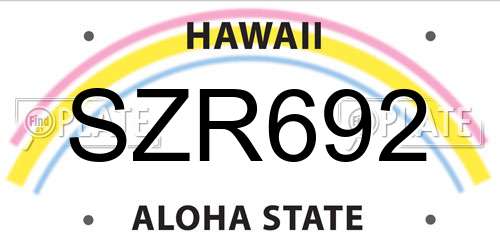 SZR692 Hawaii License Plate