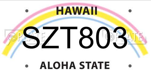 SZT803 Hawaii License Plate