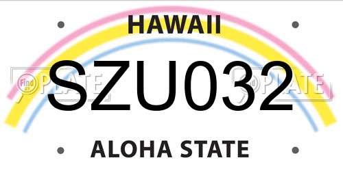 SZU032 Hawaii License Plate