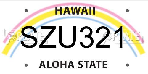 SZU321 Hawaii License Plate