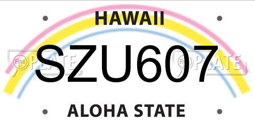 SZU607 Hawaii License Plate