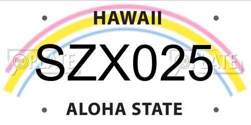 SZX025 Hawaii License Plate