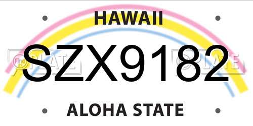 SZX9182 Hawaii License Plate