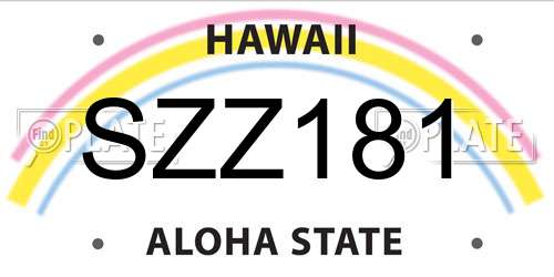 SZZ181 Hawaii License Plate