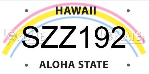 SZZ192 Hawaii License Plate