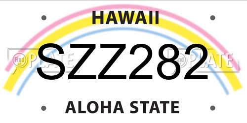 SZZ282 Hawaii License Plate