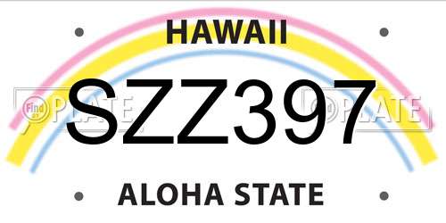 SZZ397 Hawaii License Plate