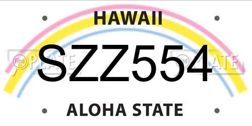 SZZ554 Hawaii License Plate