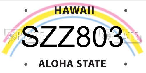 SZZ803 Hawaii License Plate