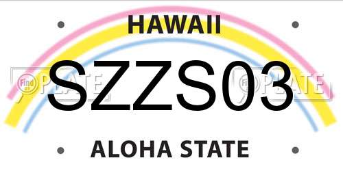 SZZS03 Hawaii License Plate