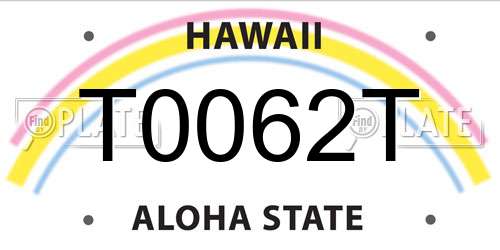T0062T Hawaii License Plate