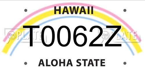 T0062Z Hawaii License Plate